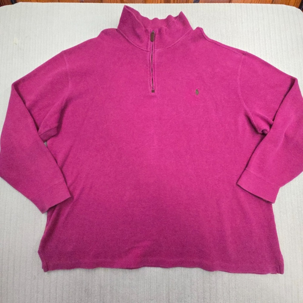 Polo Ralph Lauren Sweater Men 3XLT Tall Red‎ 1/4 Zip Mock Neck Sweatshirt Pony